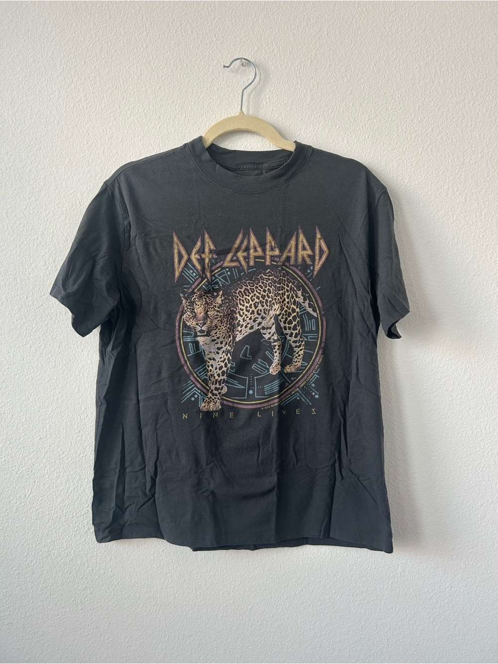 Black Graphic Band Tee - Leopard Design